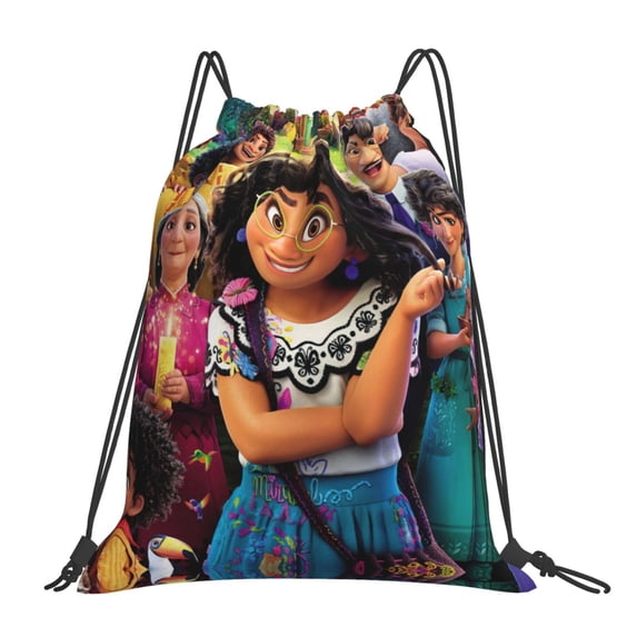 Encanto Drawstring Backpack Anime Sackpack Gym Bag For Sport Yoga Travel Hiking Shopping Lightweight Gym Bag 16*14 Inch
