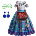 thumbnail image 1 of Encanto Dress Mirabel Costume for Girls Madrigal Cosplay outfits Birthday Dress Up With Bag Glasses Earrings 5-6 Years(Q34,120CM), 1 of 7