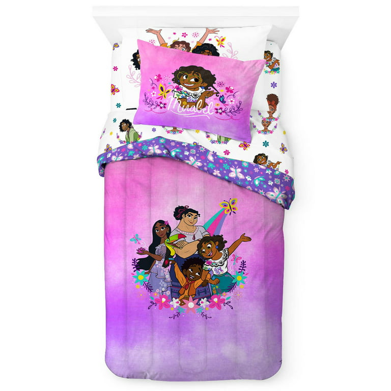 Encanto Family Madrigal Kids 2-Piece Twin/Full Reversible Comforter and  Sham Bedding Set, Microfiber, Pink, Disney