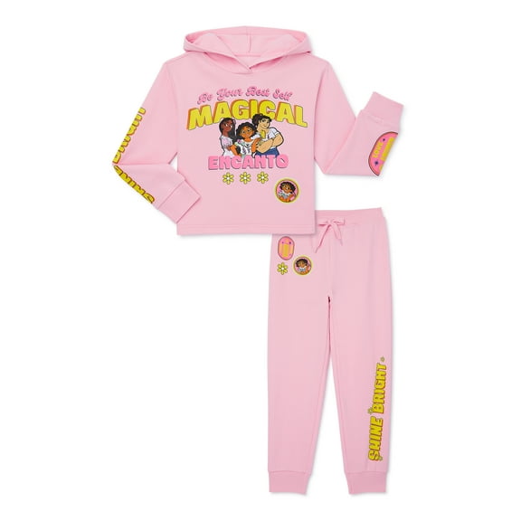 Encanto Girls Cropped Hoodie and Jogger 2-Piece Outfit Set, Sizes 4-16