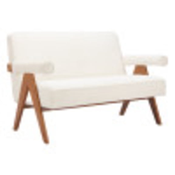 Encanto Loveseat Ivory Sofa, Modern Style, Seats up to 2, Rubberwood, Indoor Living