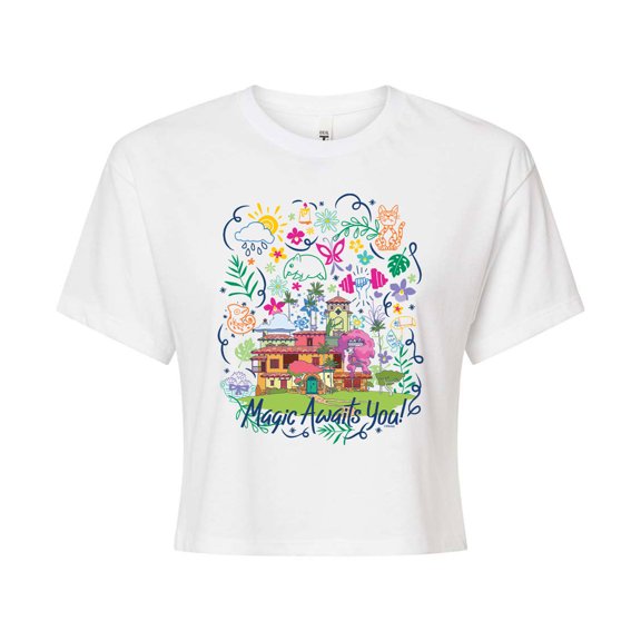 Encanto - Magic Awaits You  - Juniors Cropped Cotton Blend T-Shirt