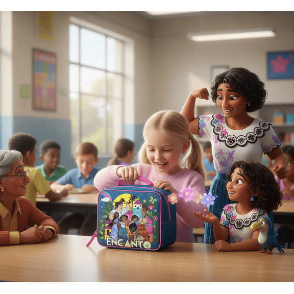 Encanto Rectangle Lunch Bag Insulated Disney Mirabel, Isabela & Luisa Lunch Box for Kids