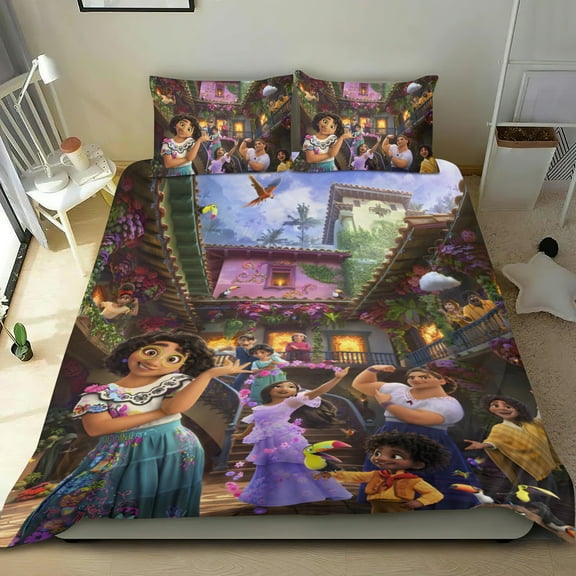 Encanto -themed Bed Sheet Set Three Piece Set Comfortable And Skin Friendly Unique Design Home Decor Gifts For Family Friends fans36x75Inches90cm*190cm