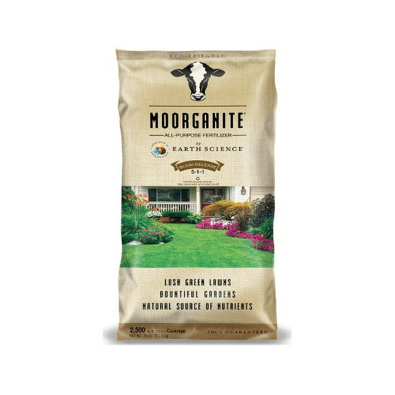Earth Science Growing Moorganite Lawn and Garden Fertilizer Granules - Natural, Slow Release - 25 lb