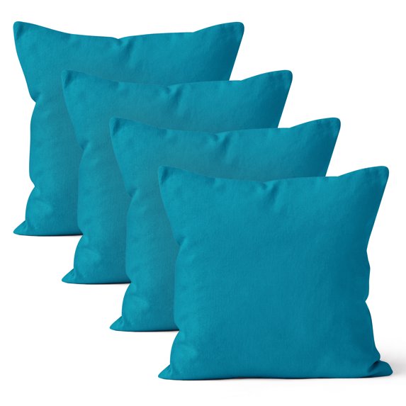 Encasa XO Throw Pillow Covers 16x16 in Set of 4 Azul Blue | No Inserts | Cotton Pillow Covers For Living Room, Bed, Sofa, Couch | Decorative Cushion Covers With Improved Zipper