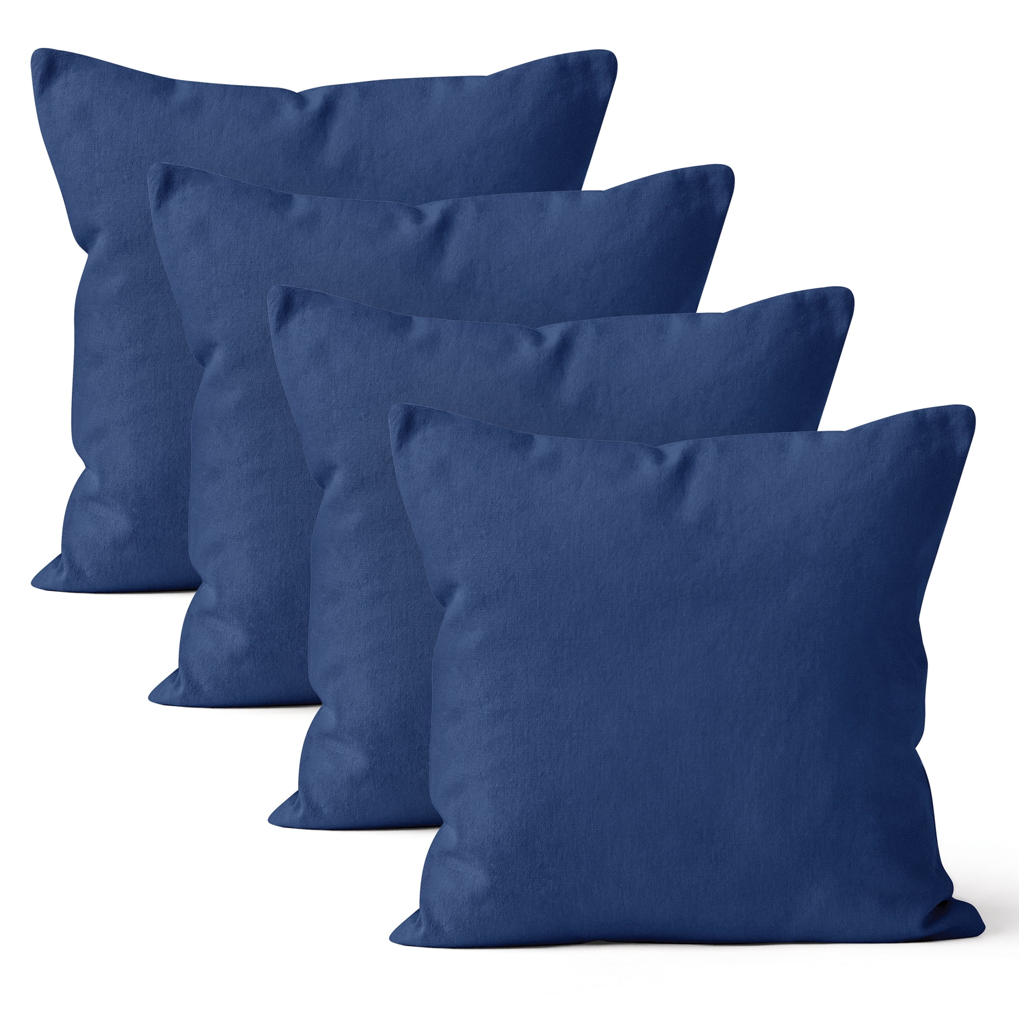 Encasa XO Throw Pillow Covers 18x18 in Set of 4 Cobalt Blue | No Inserts | Cotton Pillow Covers For Living Room, Bed, Sofa, Couch | Decorative Cushion Covers With Improved Zipper