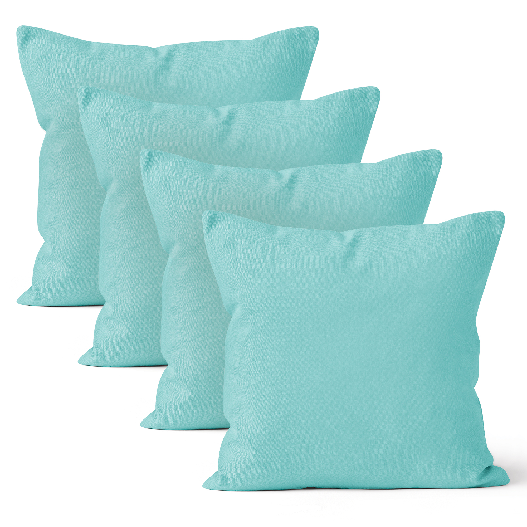Encasa XO Throw Pillow Covers 18x18 in Set of 4 Egg Blue | No Inserts | Cotton Pillow Covers For Living Room, Bed, Sofa, Couch | Decorative Cushion Covers With Improved Zipper
