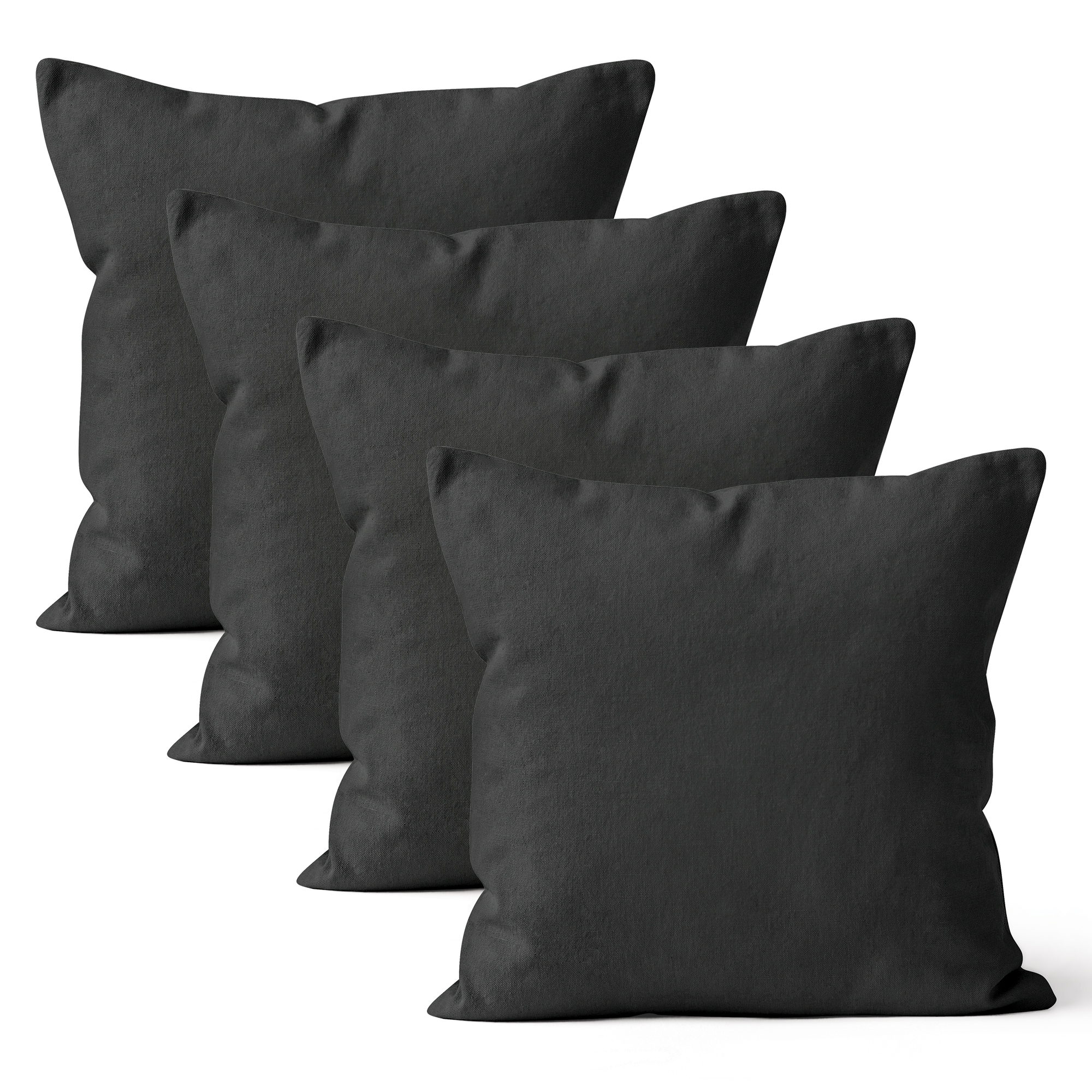 Encasa XO Throw Pillow Covers 20x20 in Set of 4 Charcoal Grey | No Inserts | Cotton Pillow Covers For Living Room, Bed, Sofa, Couch | Decorative Cushion Covers With Improved Zipper