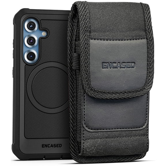 Encased 2-in-1 Belt Pouch and Phone Case for Samsung Galaxy S25 (2025) Full Body Protection with Holster Clip and Screen Protector Included (Black)
