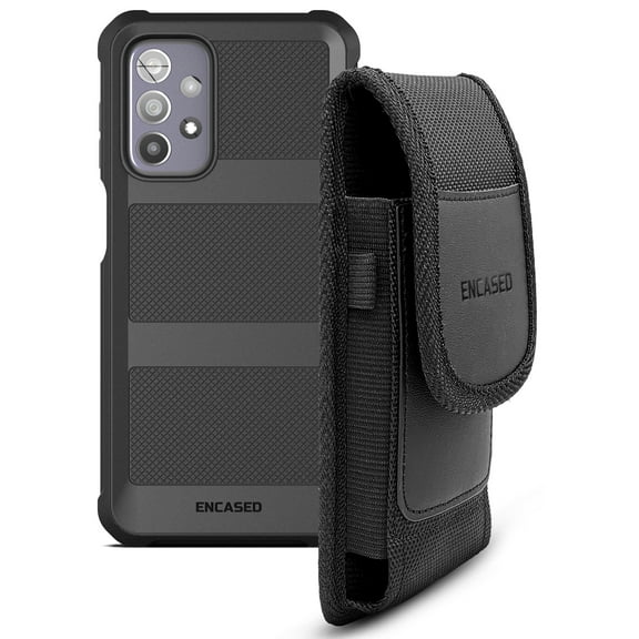 Encased 2-in-1 Pouch with Case for Samsung Galaxy A23 5G - Ultra Protective Belt Clip Phone Holder with Holster (Black)