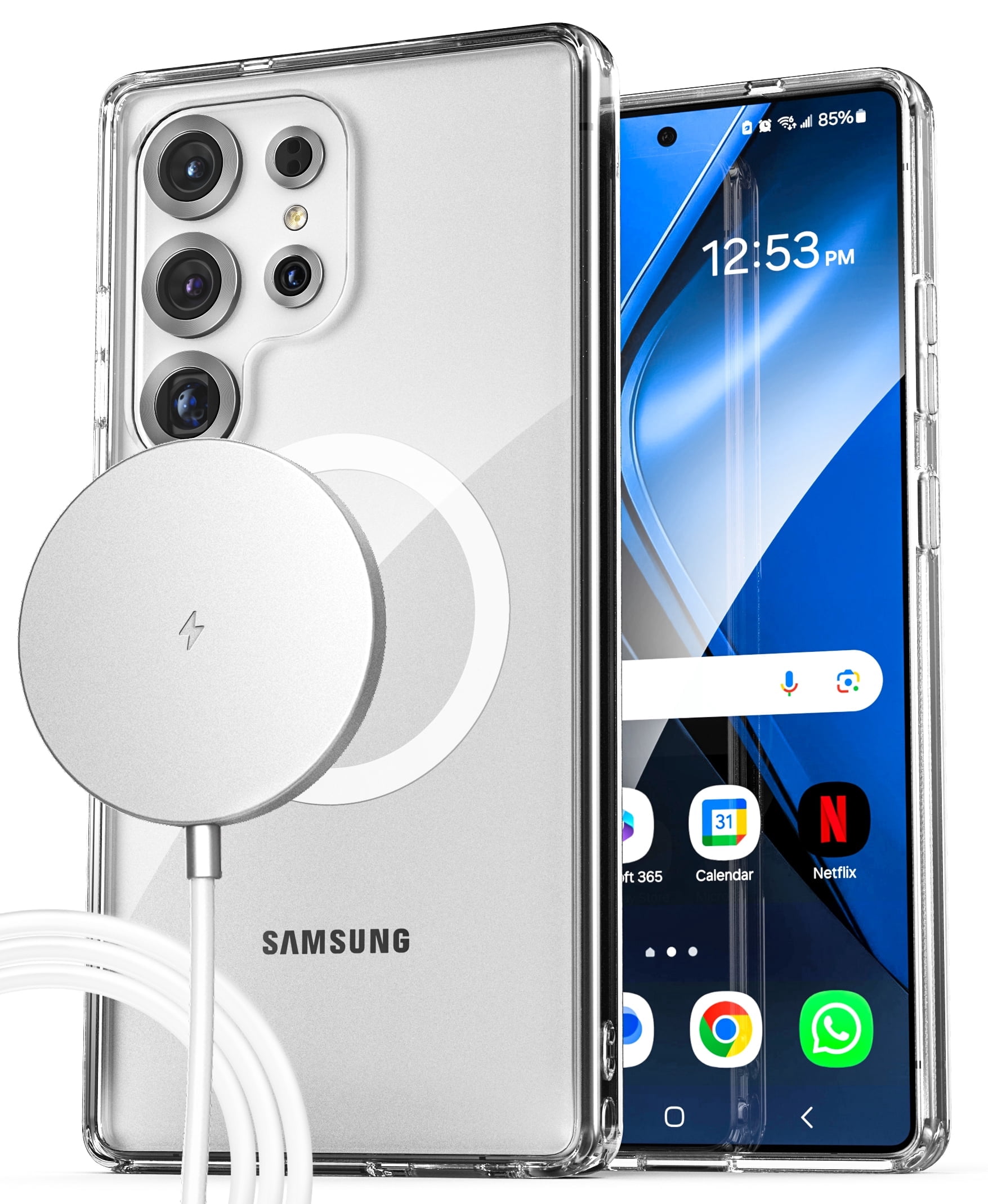 Encased 2-in-1 for Samsung Galaxy S25 Ultra Phone Case (Compatible with MagSafe) with Magnetic Wireless Charger Included (Clear) Encased 2-in-1 for Samsung Galaxy S25 Ultra Phone Case (Compatible with MagSafe) with Magnetic Wireless Charger Included (Clear)