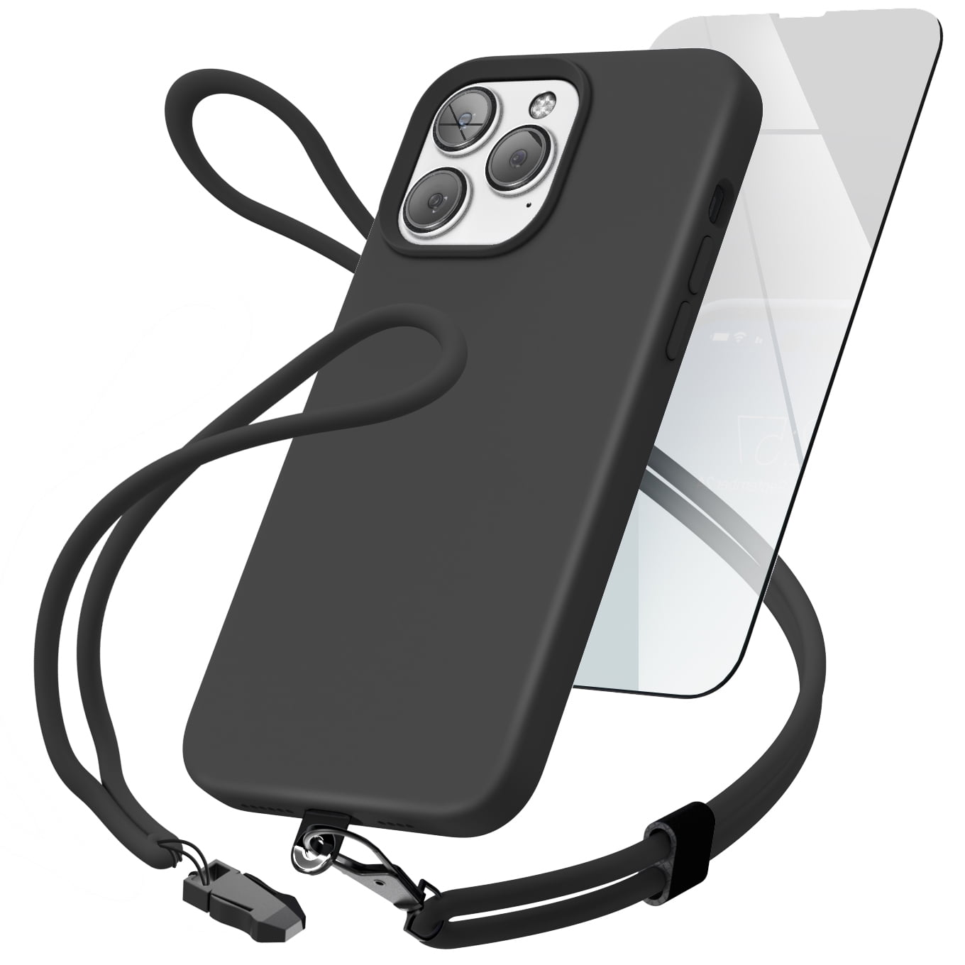 Encased 3-in-1 Set Designed for iPhone 14 PRO Silicone Case with Neck ...