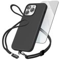 thumbnail image 1 of Encased 3-in-1 Set Designed for iPhone 14 PRO Silicone Case with Neck + Wrist Strap (Slim-fit) Soft Touch Rubber Case, Black (Screen Protector Included), 1 of 9