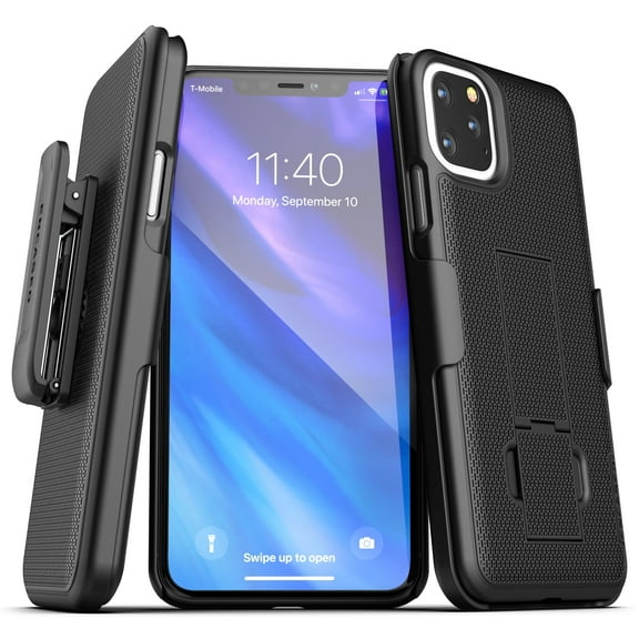 Encased Apple iPhone 11 Pro Max Belt Clip Case (2019 DuraClip) Ultra Slim Cover with Holster (Black)