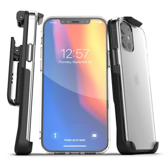 Encased Apple iPhone 12 Mini Belt Clip Case (2020) Protective Slim Clear Back Cover with Holster