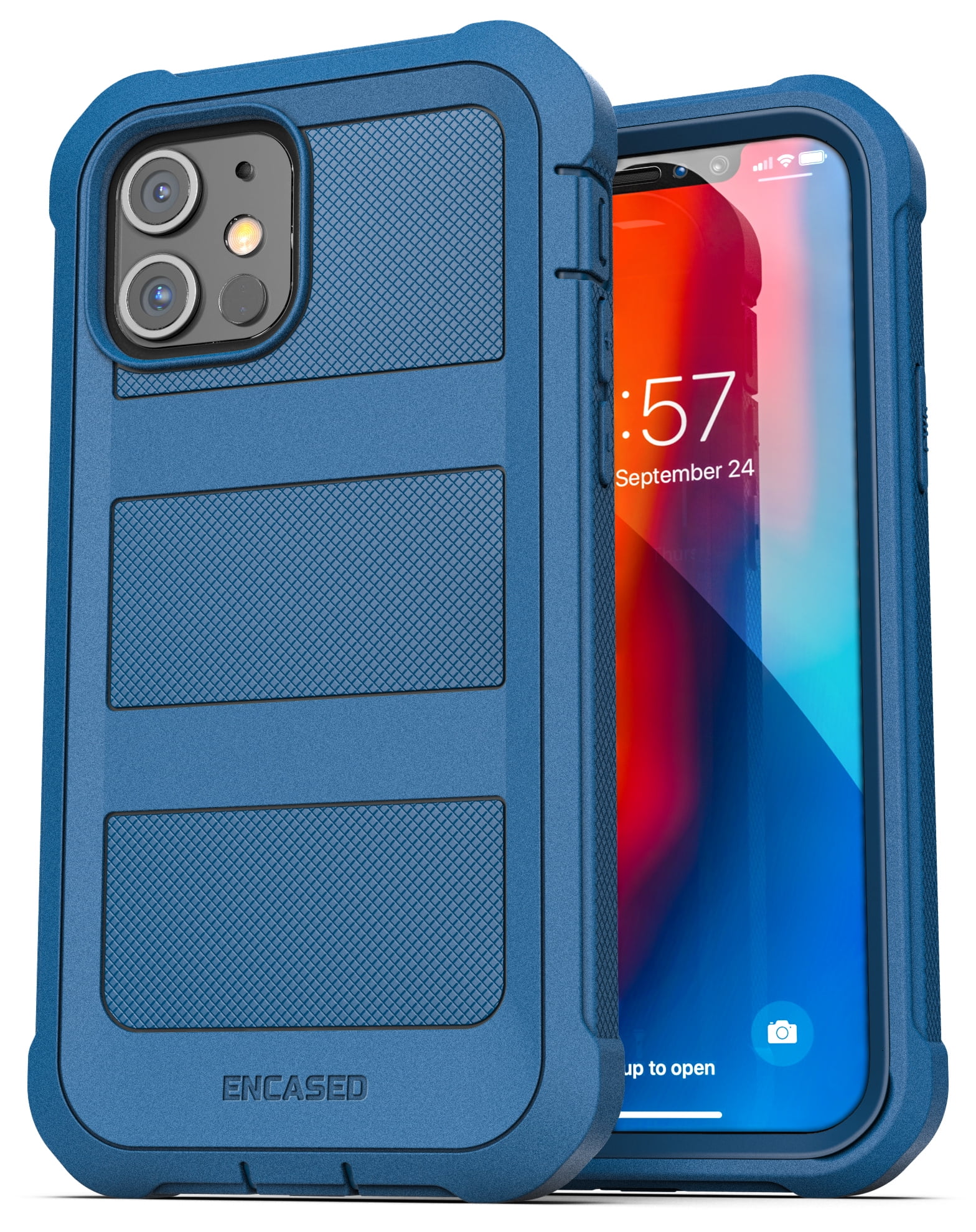 Encased Apple iPhone 12 Mini Case with Screen Protector (Falcon Armor) Protective Full Body Cover with Built-In Screen Protector - Navy Blue Encased Apple iPhone 12 Mini Case with Screen Protector (Falcon Armor) Protective Full Body Cover with Built-In Screen Protector - Navy Blue