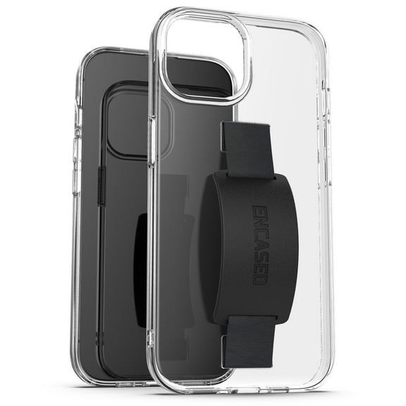 Encased Bando Designed for iPhone 15 Plus Case with Strap, Transparent Phone Cover with Finger Loop (Clear)
