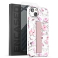 thumbnail image 1 of Encased Bando Series Designed for iPhone 14 Case with Hand Strap Grip and Screen Protector (Clear/Pink Flowers), 1 of 3