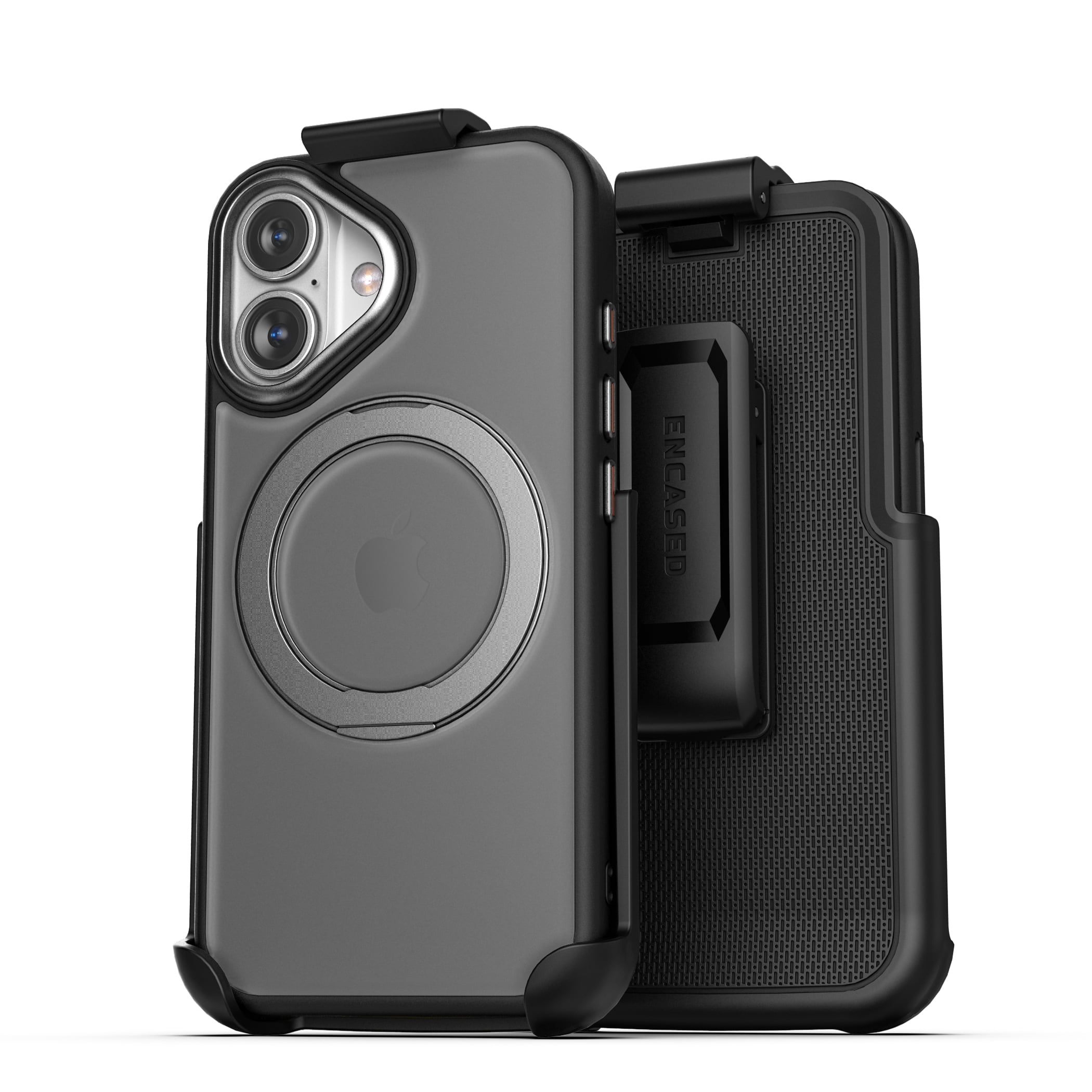 Encased Belt Case for iPhone 16 with Holster Clip (Compatible with MagSafe) Built-in Magnetic Stand (Black)