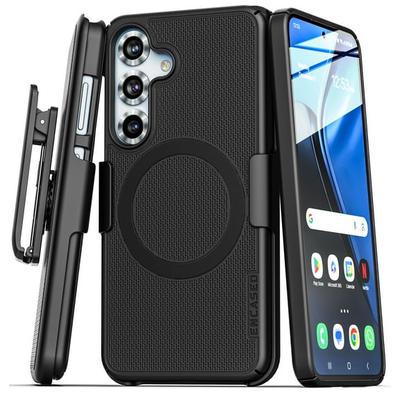 Encased Belt Clip Case for Samsung Galaxy S25, (SlimLine Series) Magnetic Holster Case, Compatible with MagSafe (Black)