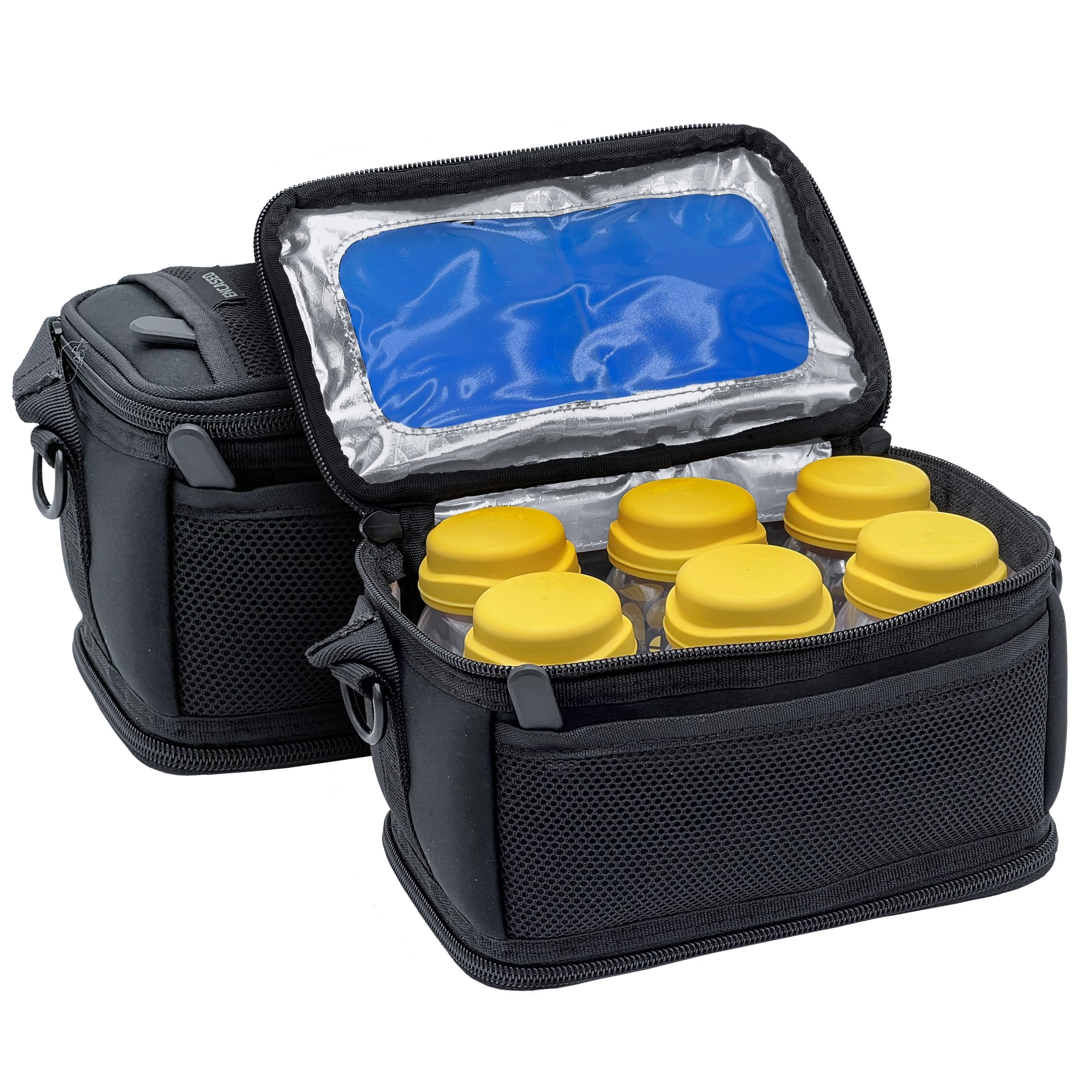 Encased Breastmilk Cooler Bag Designed for 6 Medela Express Milk Bottles - Insulated Freezable Storage Bag with Built-In Ice Packs for Travel / On the Go Moms