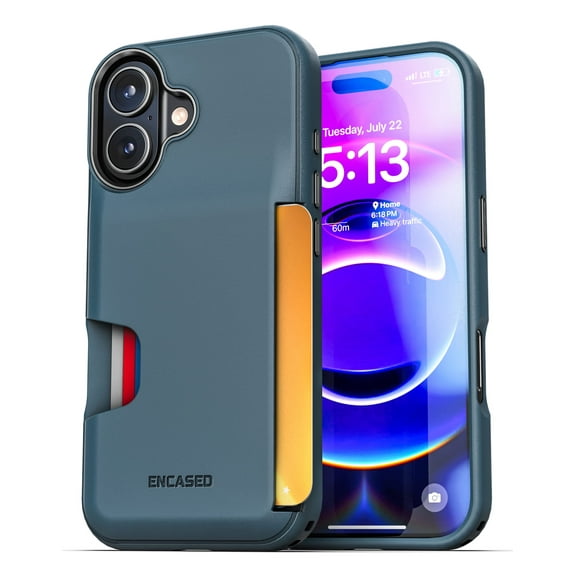 Encased for iPhone 17 Wallet Case (Cache Series) - Protective Phone Case with Built-In Card Holder Slot (Blue)