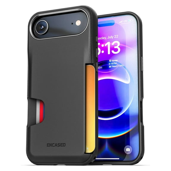 Encased for iPhone Air Wallet Case (Cache Series) - Protective Phone Case with Built-In Card Holder Slot (Black)