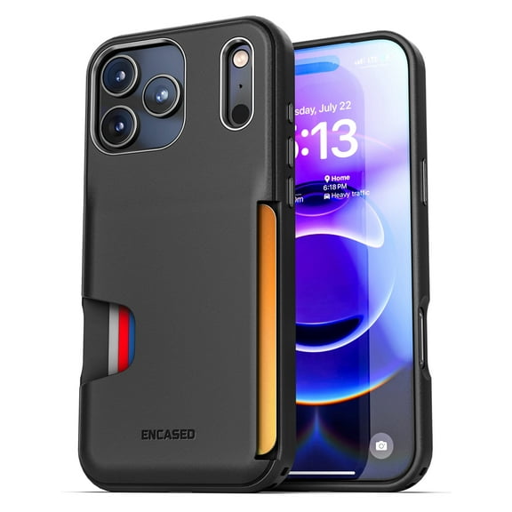 Encased for iPhone 17 Pro Max Wallet Case (Cache Series) - Protective Phone Case with Built-In Card Holder Slot (Black)
