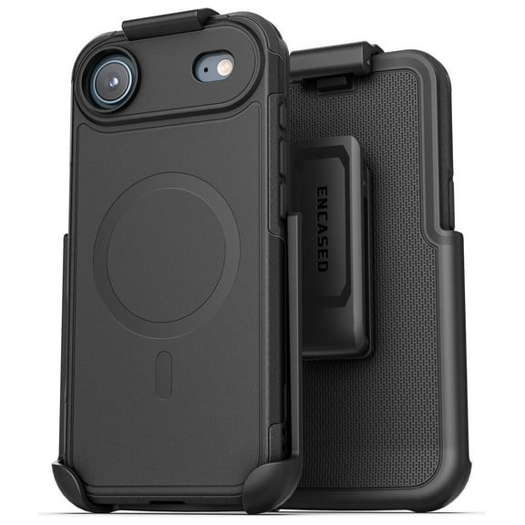 Encased for iPhone Air Dual-Layer Case with Belt Clip (Challenger Series) - Heavy Duty Protective Case and Holster - Compatible with MagSafe (Black)