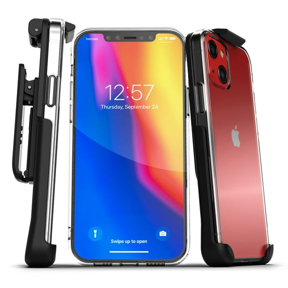 Encased Clear Back Designed for iPhone 13 Mini Belt Clip Case (2021) Transparent Protective Phone Case with Holster