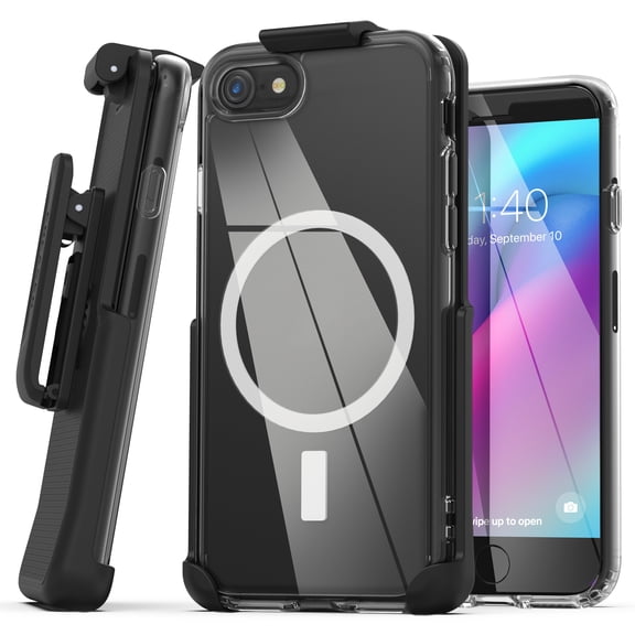Encased Clear Back for iPhone SE Belt Clip Case (2022/2022) Magsafe Compatible Cover with Holster