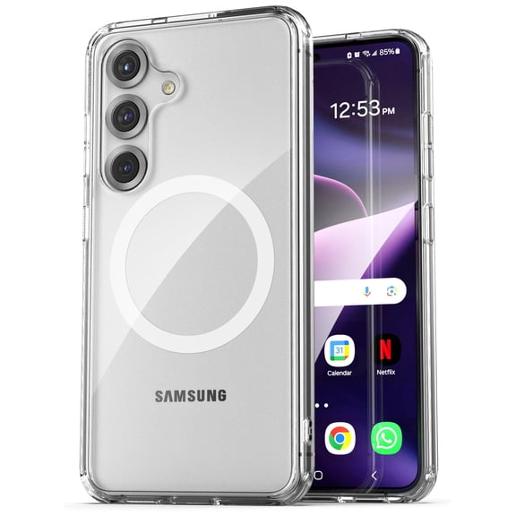 Encased Clear Case Designed for Samsung Galaxy S25 (2025) Magnetic Slim Cover, Compatible with MagSafe Qi2