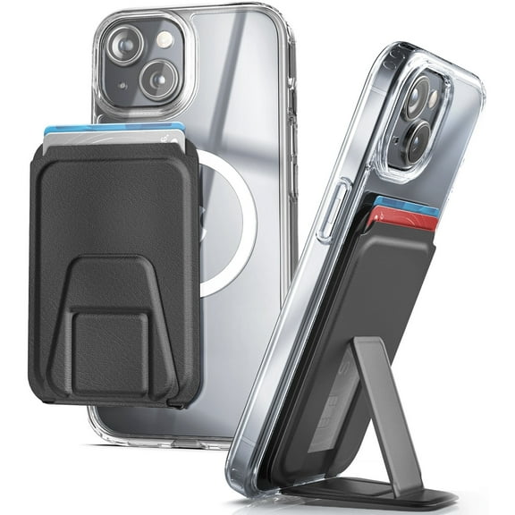 Encased Clear Case with Magnetic Wallet Designed for iPhone 15 Case with Card Holder (Compatible with MagSafe) Clear