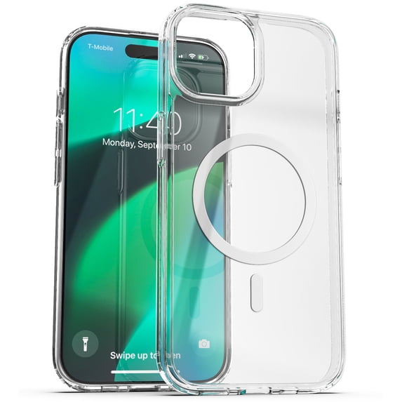 Encased Clear Case with Magnetic Wallet Designed for iPhone 15 Pro Max Case with Card Holder (Compatible with MagSafe) Clear