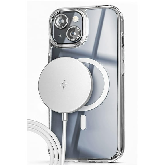 Encased Clear Case with Magnetic Wireless Charger Designed for iPhone 15 Phone Case (Compatible with MagSafe) Clear