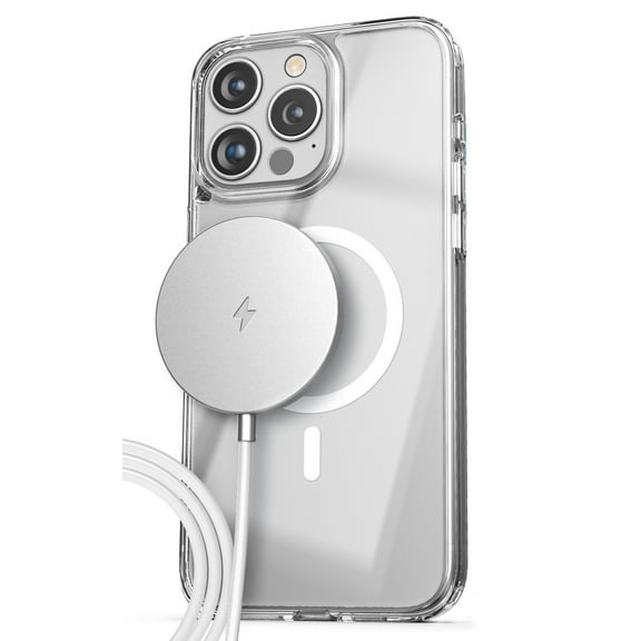 Encased Clear Case with Magnetic Wireless Charger Designed for iPhone 15 Pro Max Phone Case (Compatible with MagSafe) Clear