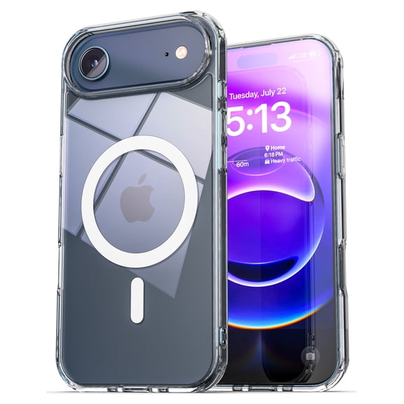 Encased for iPhone Air Hybrid Case (Crystal Clear) - Slim Profile Magnetic Case, Minimalist Design - Compatible with MagSafe (Black)