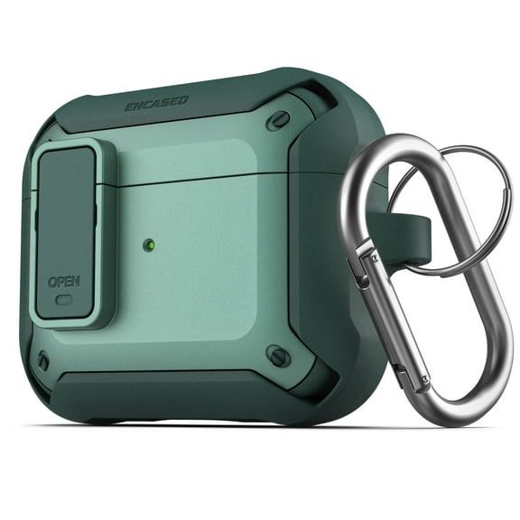 Encased Compatible with Airpods Case 3rd Generation, Rugged Full-Body Protective Carrying Case with Keychain (Airpod 3 2021) Green