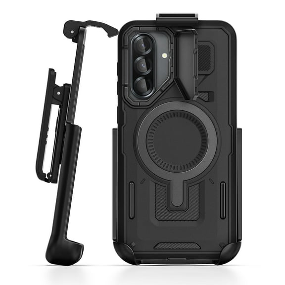 Encased Designed for Samsung Galaxy A36 5G Case with Belt Clip Holster (Explorer Series) Heavy-Duty Hinged Camera Lens Cover and Kickstand (Black)