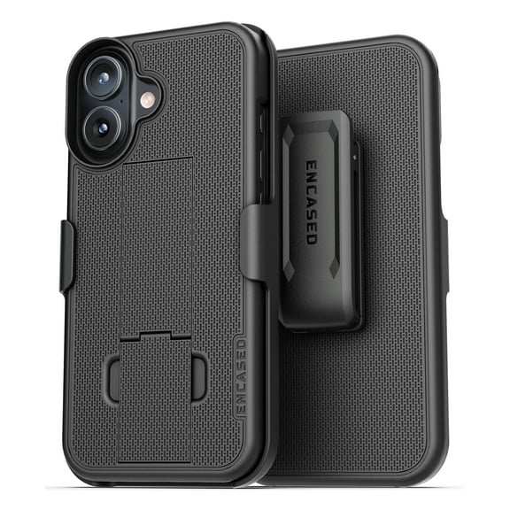 Encased DuraClip Designed for iPhone 17 Case with Belt Clip Phone Holster and Kickstand (Matte Black)