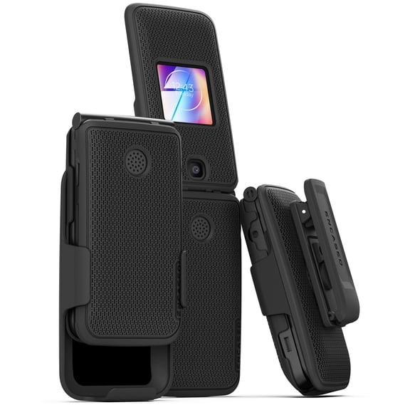 Encased DuraClip Designed for Alcatel Go Flip V,Slim Phone Case with Belt Clip Holster (QuickFlip/MyFlip 4G/Go Flip/Cingular Flip 2/A405DL)