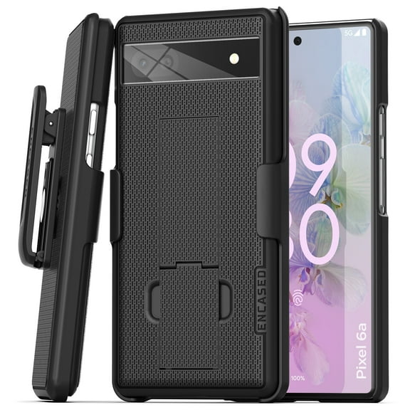 Encased DuraClip Designed for Pixel 6a Belt Clip Case, Slim Phone Case with Holster (Google Pixel 6a) Black