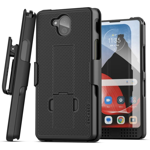 Encased DuraClip for Sonim XP10 Belt Case with Holster Clip and Kickstand - Black