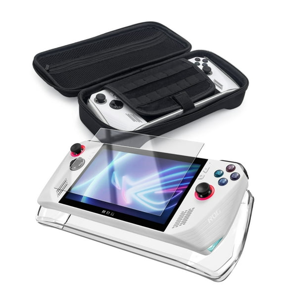 Encased EVA Accessories Designed for Asus ROG Ally Clear Case with Hard Carry Bag and Tempered Glass Screen Protector