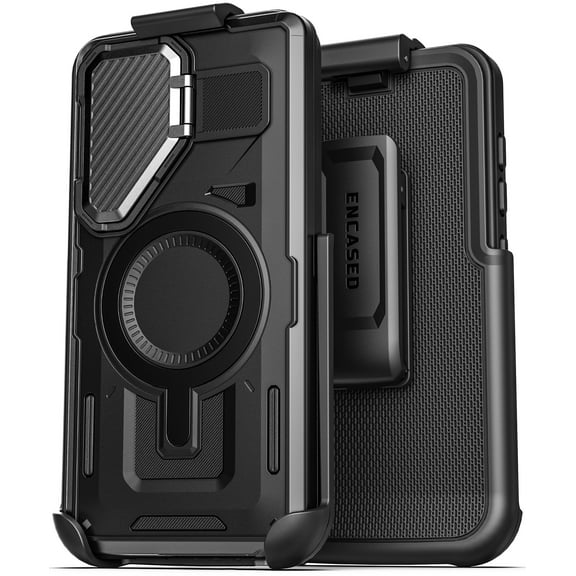 Encased Explorer Series for Samsung Galaxy S25 Ultra Case with Belt Clip Holster - Heavy-Duty Hinged Camera Lens Cover and Kickstand (Compatible with MagSafe)