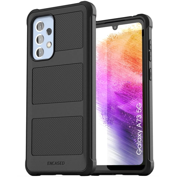 Encased Falcon Armor Designed for Samsung Galaxy A73 5G Case, Protective Heavy Duty Full Body Phone Case (Black)