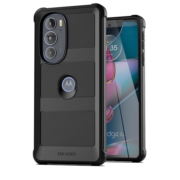 Encased Falcon Armor for Moto Edge 30 Pro / Moto Edge Plus 2022 Case, Heavy Duty Protection (Black)
