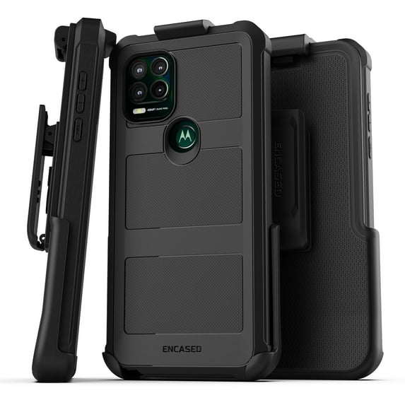 Encased Falcon Designed for Moto G Stylus 5G Belt Clip Case, Protective Phone Case with Holster (Black)