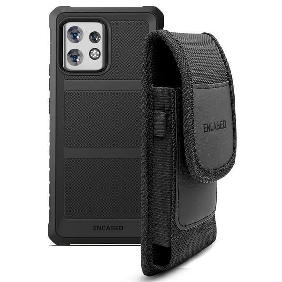 Encased Falcon Designed for Motorola Edge Plus 2023 Case with Belt Clip Pouch Holster (Black)